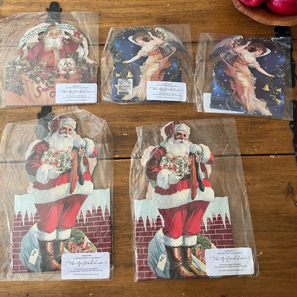New Lot Of 5 The Gifted Line Basket Card Box John Grossman Christmas Santa Angel - Picture 1 of 14
